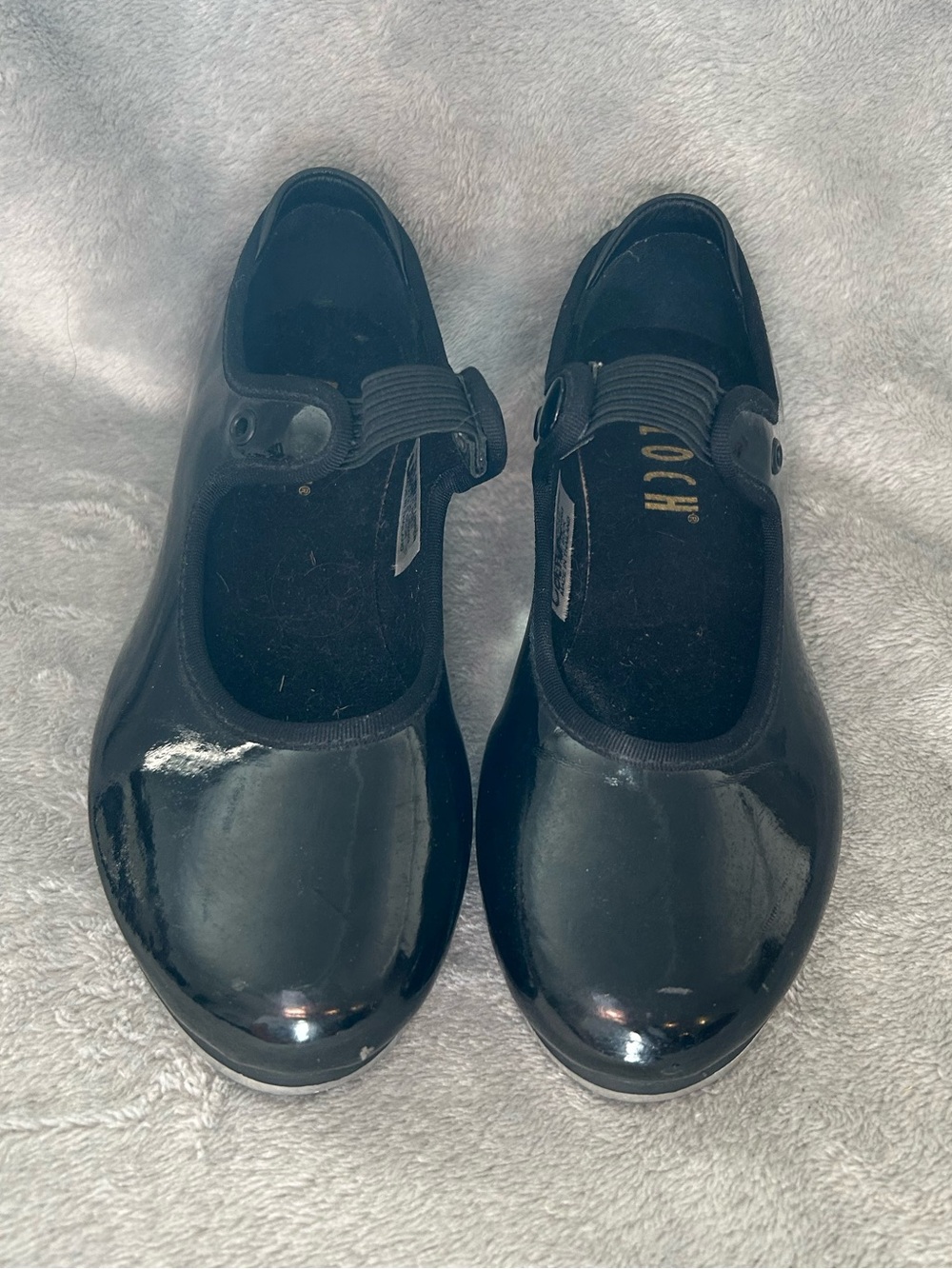 Bloch Girls Techno Tap Dance Mary Jane Shoes Black Snap Round Toe 11.5M Shiny